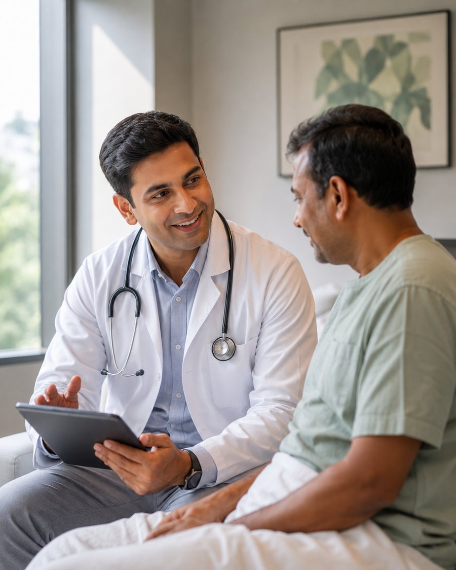 A doctor in conversation with a patient